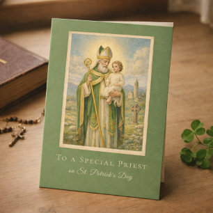 Catholic Priest St. Patrick's Day Jesus  Card
