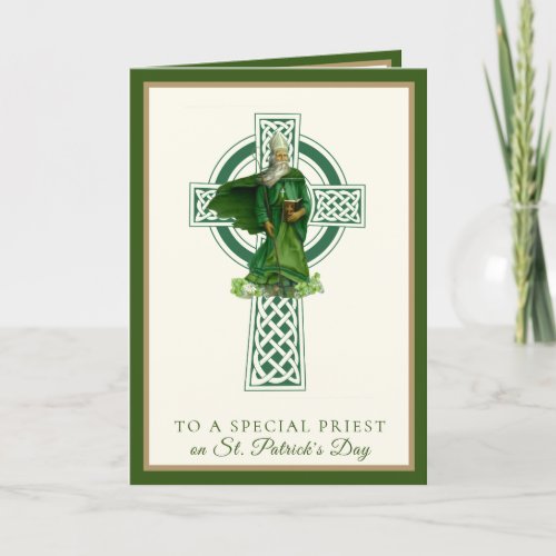 Catholic Priest St Patricks Day Shamrocks Card