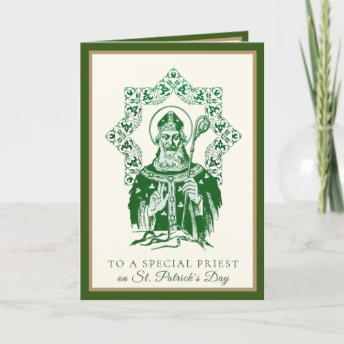 Catholic Priest St Patricks Day Shamrocks Card