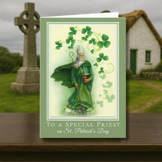 Catholic Priest St. Patrick's Day Shamrocks Card