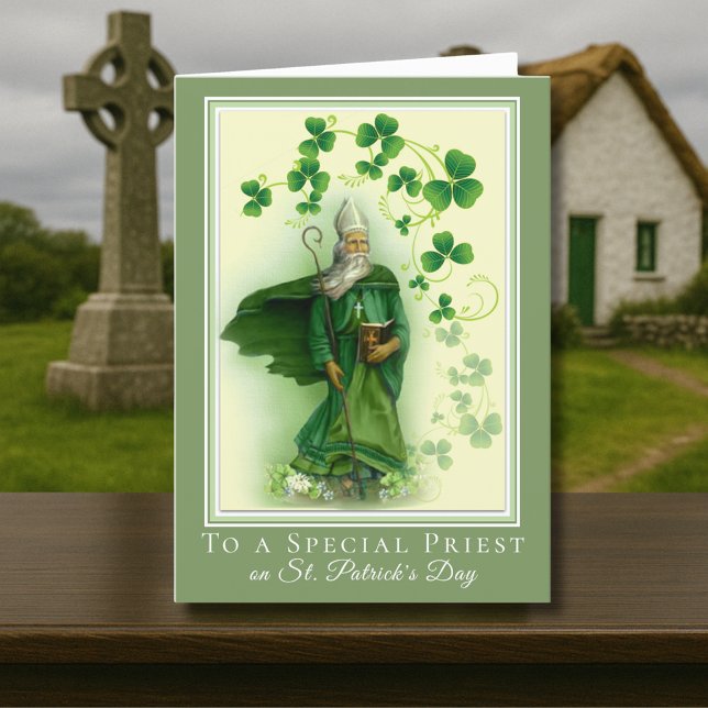 Catholic Priest St. Patrick's Day Shamrocks Card (Creator Uploaded)