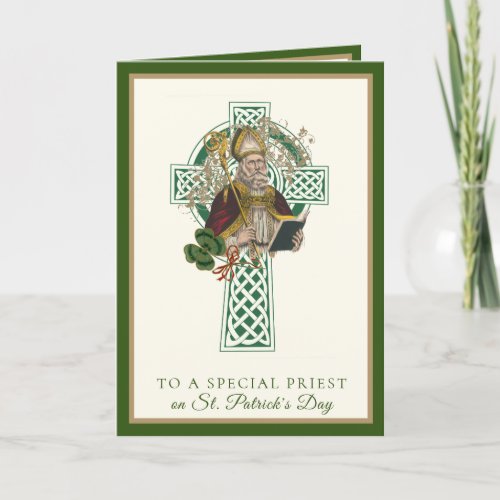 Catholic Priest St Patricks Day Shamrocks Card