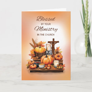 Catholic Priest Thanksgiving with Crucifix Pumpkin Card