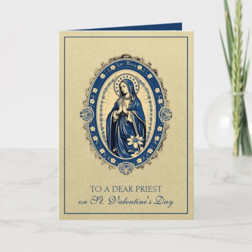 Catholic Priest Valentines Day Virgin Mary  Holiday Card