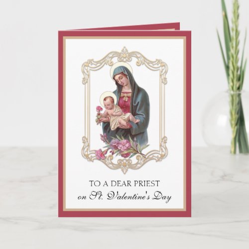Catholic Priest Valentines Day Virgin Mary Jesus   Holiday Card