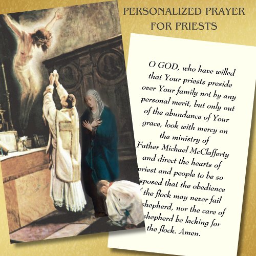 Catholic Priesthood Prayer Mass Offering Place Card