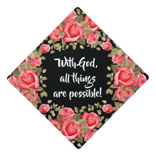 Catholic Religious All Things Possible with God Graduation Cap Topper