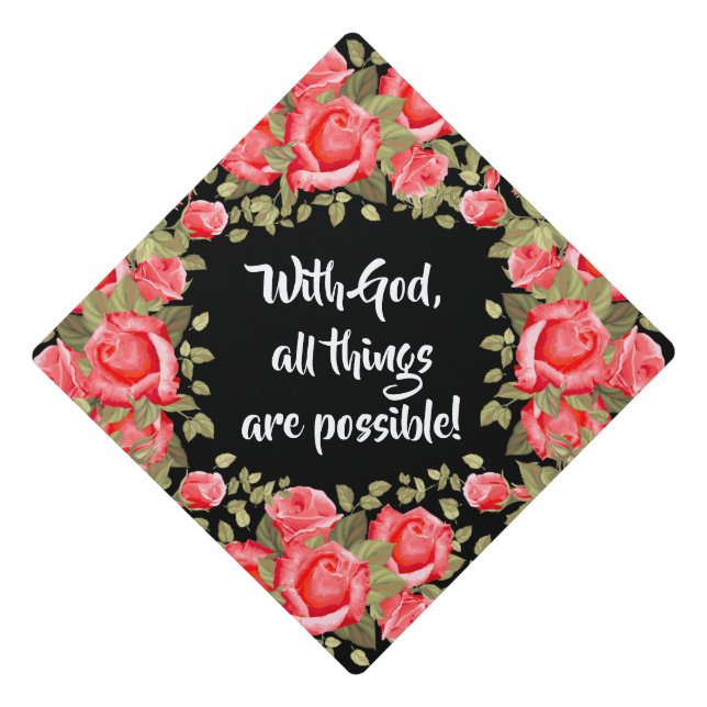 Catholic Religious All Things Possible with God Graduation Cap Topper (Front)