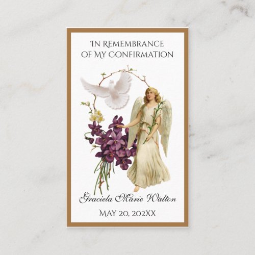 Catholic Religious Confirmation Remembrance Angel Business Card