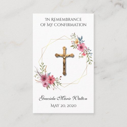 Catholic Religious Confirmation Remembrance Cross Business Card