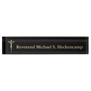 Catholic Religious Crucifix Cross Jesus Priest Desk Name Plate