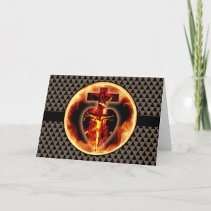 Catholic Religious Holy Trinity Jesus on Crucifix Letterpress Thank You Card