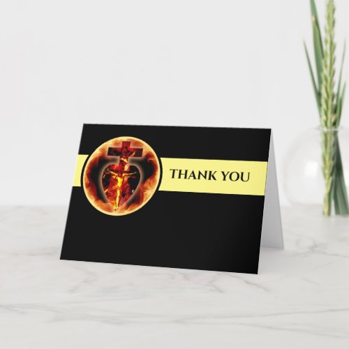 Catholic Religious Holy Trinity Jesus on Crucifix Thank You Card