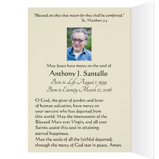 Catholic Religious Jesus Funeral Thank You (Inside (Left))