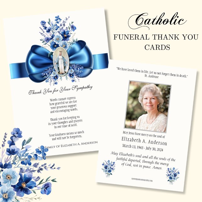 Catholic Religious Mary Sympathy Funeral  Thank You Card (Creator Uploaded)