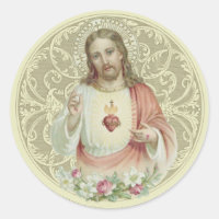 Catholic Religious Sacred Heart Floral Jesus