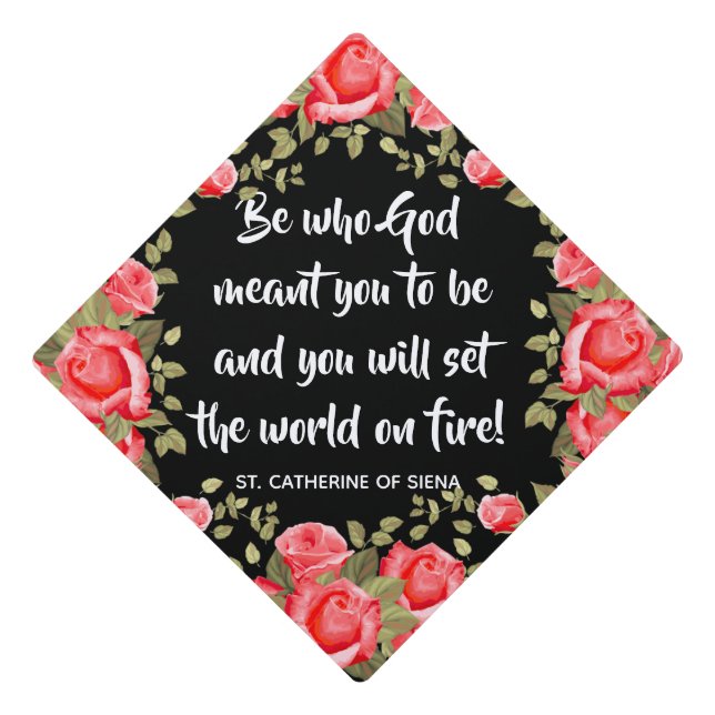 Catholic Religious St. Catherine Siena Graduation Cap Topper (Front)