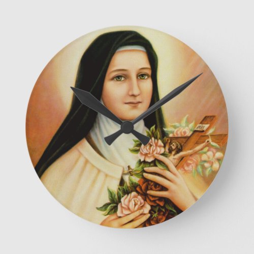 Catholic Religious St Therese the Little Flower Round Clock