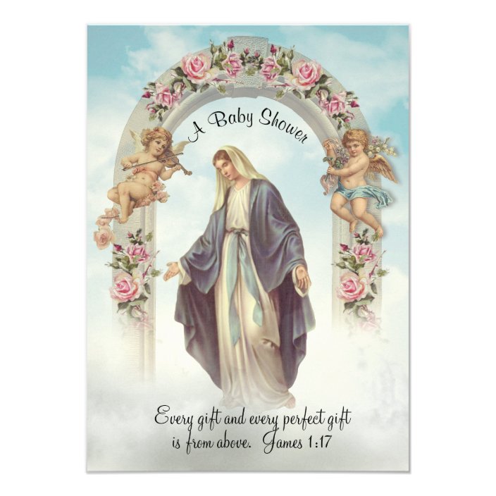 Catholic Religious Vintage Baby Shower Invitation Zazzle Com