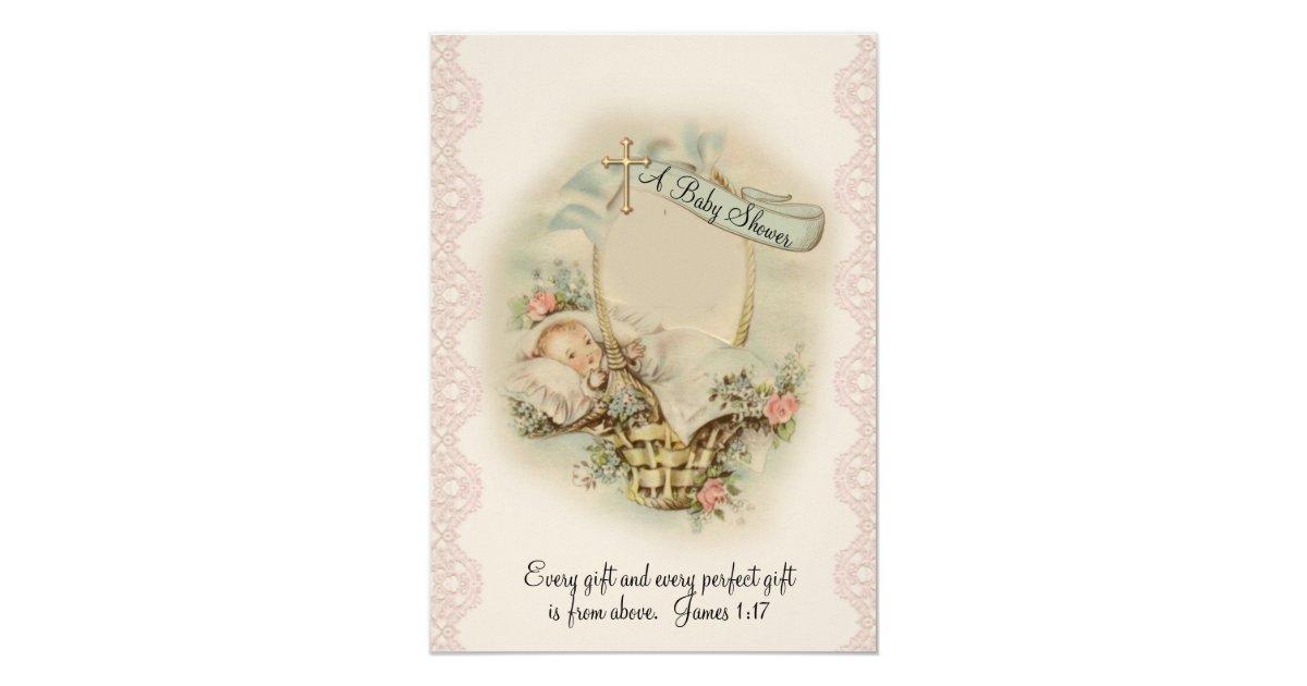 Catholic Religious Vintage Baby Shower Invitation | Zazzle.com