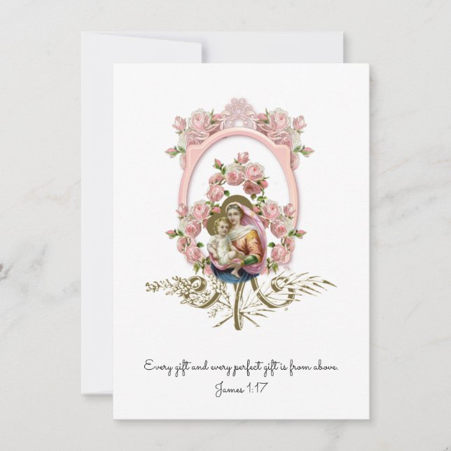 Catholic Religious Vintage Baby Shower Invitation (Front)