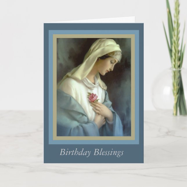 Catholic Religious Virgin Mary with Rose Card (Front)