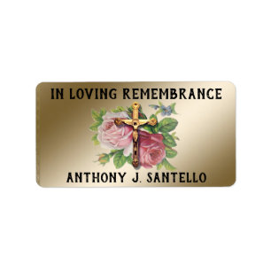 CATHOLIC REMEMBRANCE MEMORIAL FUNERAL SYMPATHY LABEL