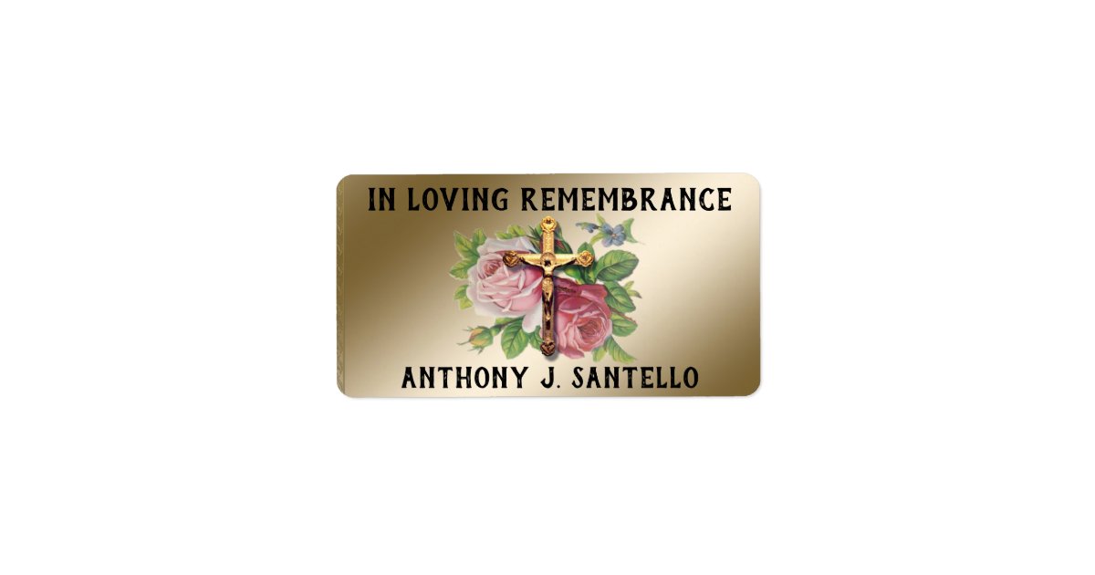 CATHOLIC REMEMBRANCE MEMORIAL FUNERAL SYMPATHY LABEL | Zazzle