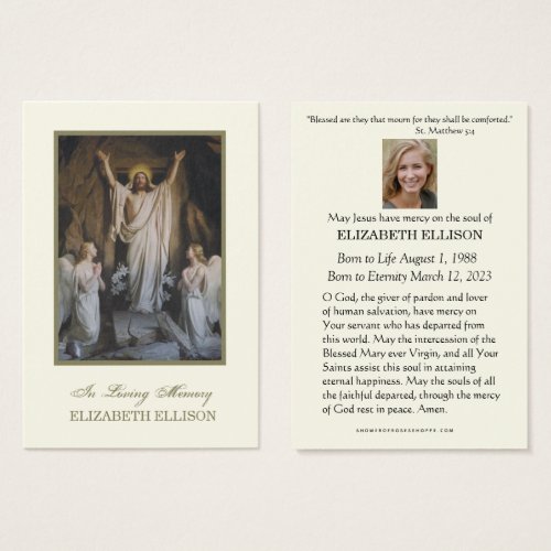 Catholic Resurrection Funeral Prayer Card