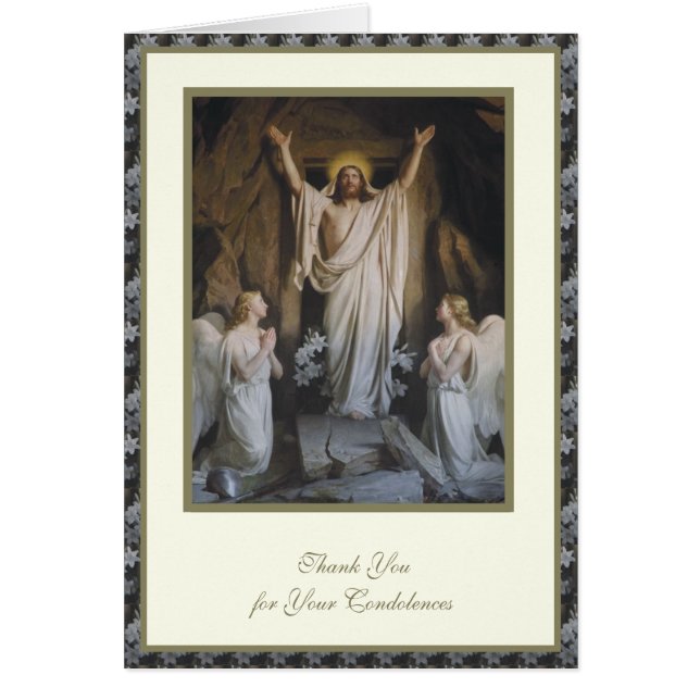 Catholic Resurrection Religious Funeral Condolence Cards (Front)