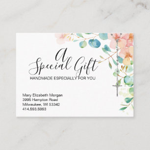 Catholic Rosary Eucalyptus Religious Floral Gift Business Card