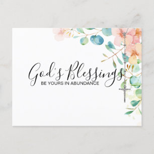 Catholic Rosary Eucalyptus Religious Floral Peach Postcard