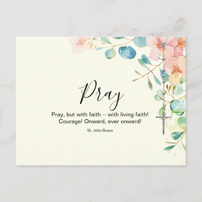 Catholic Rosary Eucalyptus Religious Floral Peach  Postcard (Front)