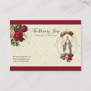 Catholic Rosary Pink Red Roses Virgin Mary  Busine Business Card