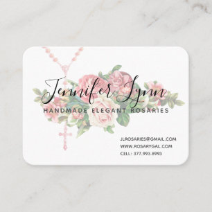 Catholic Rosary Religious Pink Red Roses Business Card