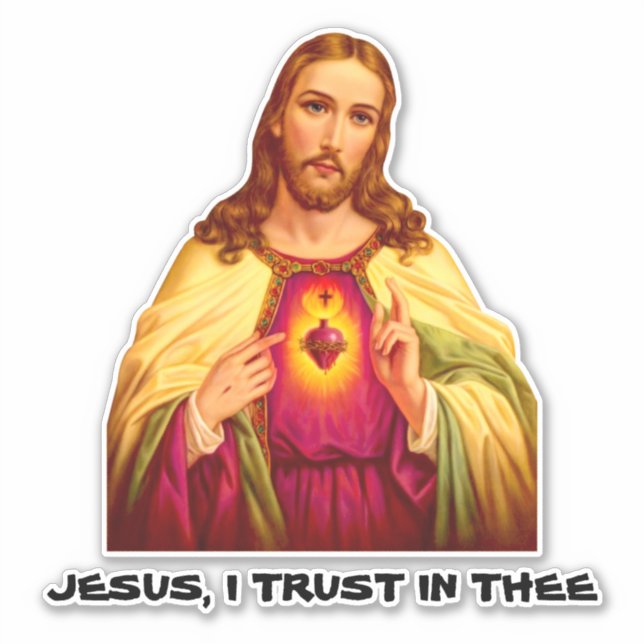 Catholic Sacred Heart Divine Mercy Merciful Jesus Sticker (Front)