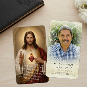 Catholic Sacred Heart Funeral Photo Prayer Card