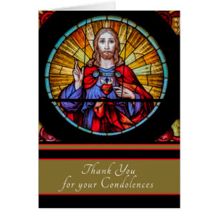 Catholic Sacred Heart Jesus Condolence Thank You Cards