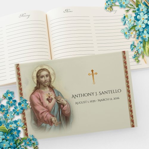 Catholic Sacred Heart Jesus Funeral Memorial Guest Book
