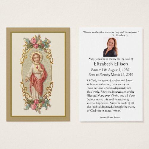 Catholic Sacred Heart Jesus Funeral Prayer Card