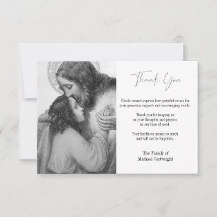 Catholic Sacred Heart Jesus Funeral Sympathy  Thank You Card