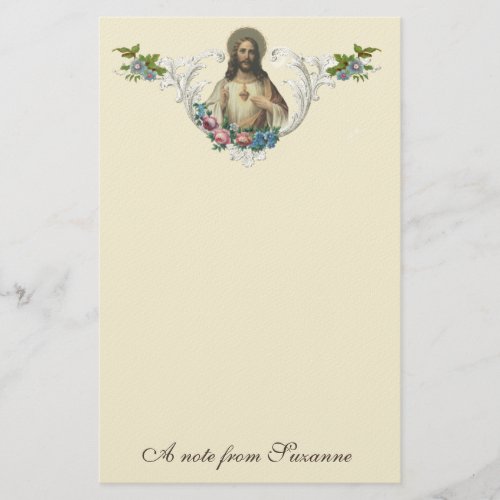 Catholic Sacred Heart Jesus Religious Vintage Stationery