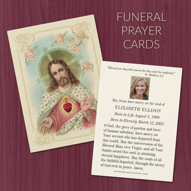 Catholic Sacred Heart of Jesus Angels Vintage (Sacred Heart of Jesus Funeral Prayer Cards )