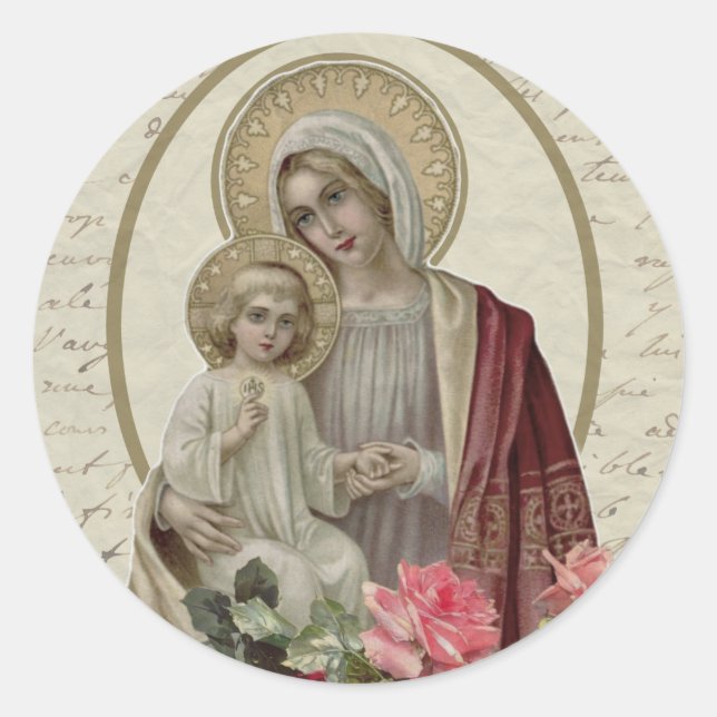 Catholic Sacred Heart of Jesus Classic Round Sticker (Front)