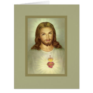 Catholic Sacred Heart of Jesus Funeral Thank You Cards