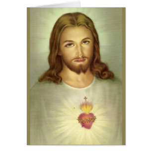 Catholic Sacred Heart of Jesus Funeral Thank You Cards