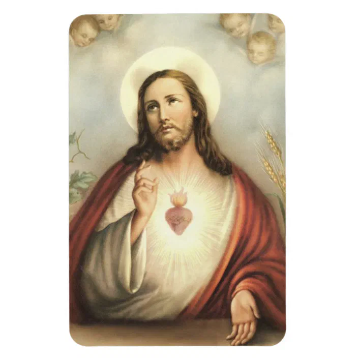 Sacred Heart Of Jesus Protect us Religious Magnetic Car Cross Plaque 