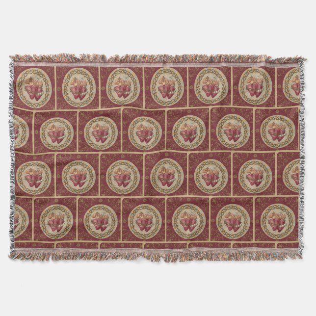 Catholic Sacred Immaculate Heart of Jesus and Mary Throw Blanket (Front)