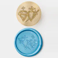 Wax Seal Stamps with Solid Wood Handle and Brass Heart