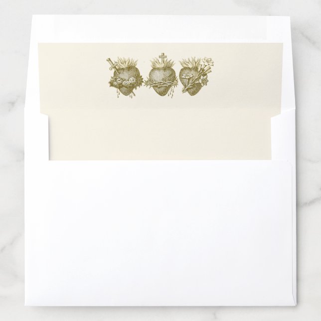 Catholic Sacred Three Hearts Wedding Envelope Liner (In Envelope)